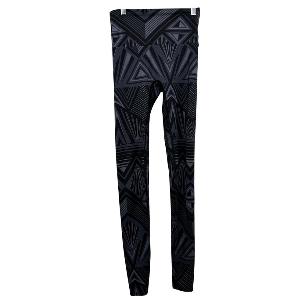 K-DEER Leggings Womens Small Black Geometric Print High Waisted Yoga Activewear